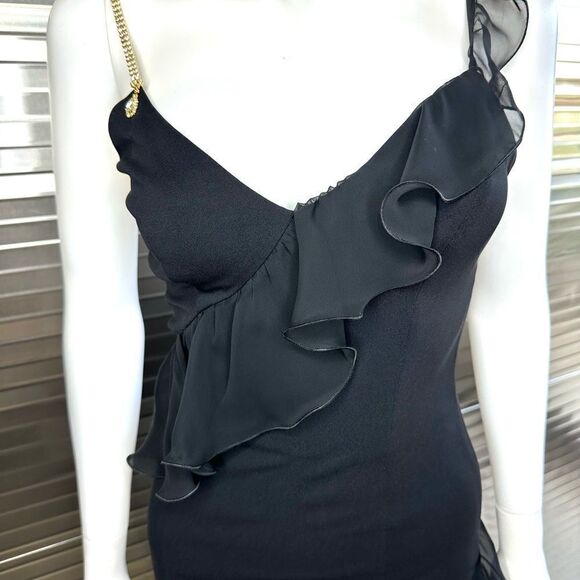 Jiki Monte Carlo France Sheer Ruffle Crystal Statement Formal Dress 4 - Picture 2 of 11